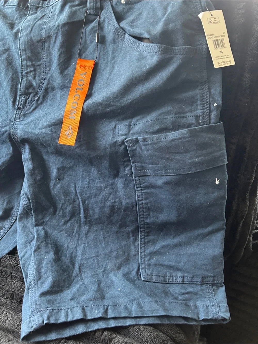 Volcom Men's Blue Cargo Shorts with Utility Pockets